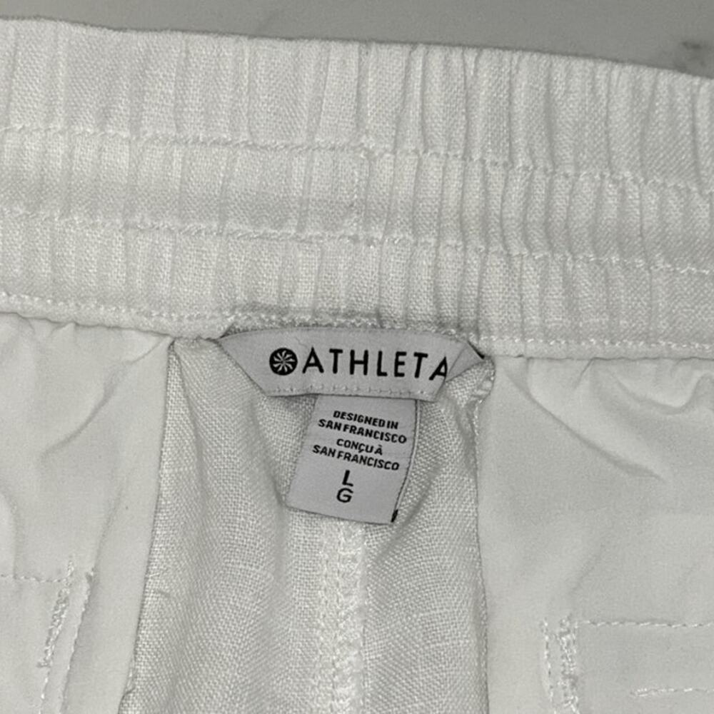 Athleta Women's Retreat Linen Wide Leg Pant Color White Size Large - Picture 4 of 13